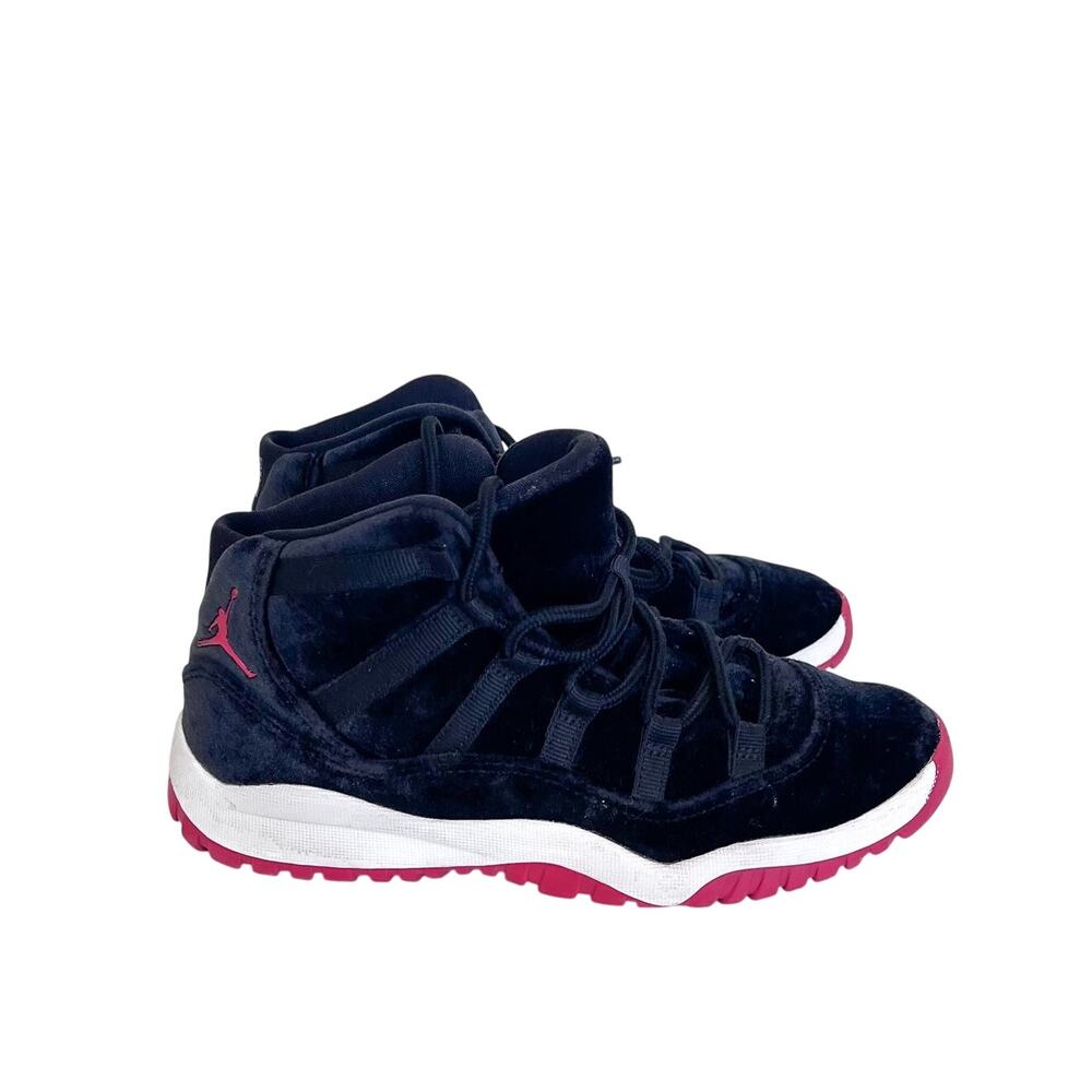 Jordan Kids Black and Pink Velvet High-Top Sneakers